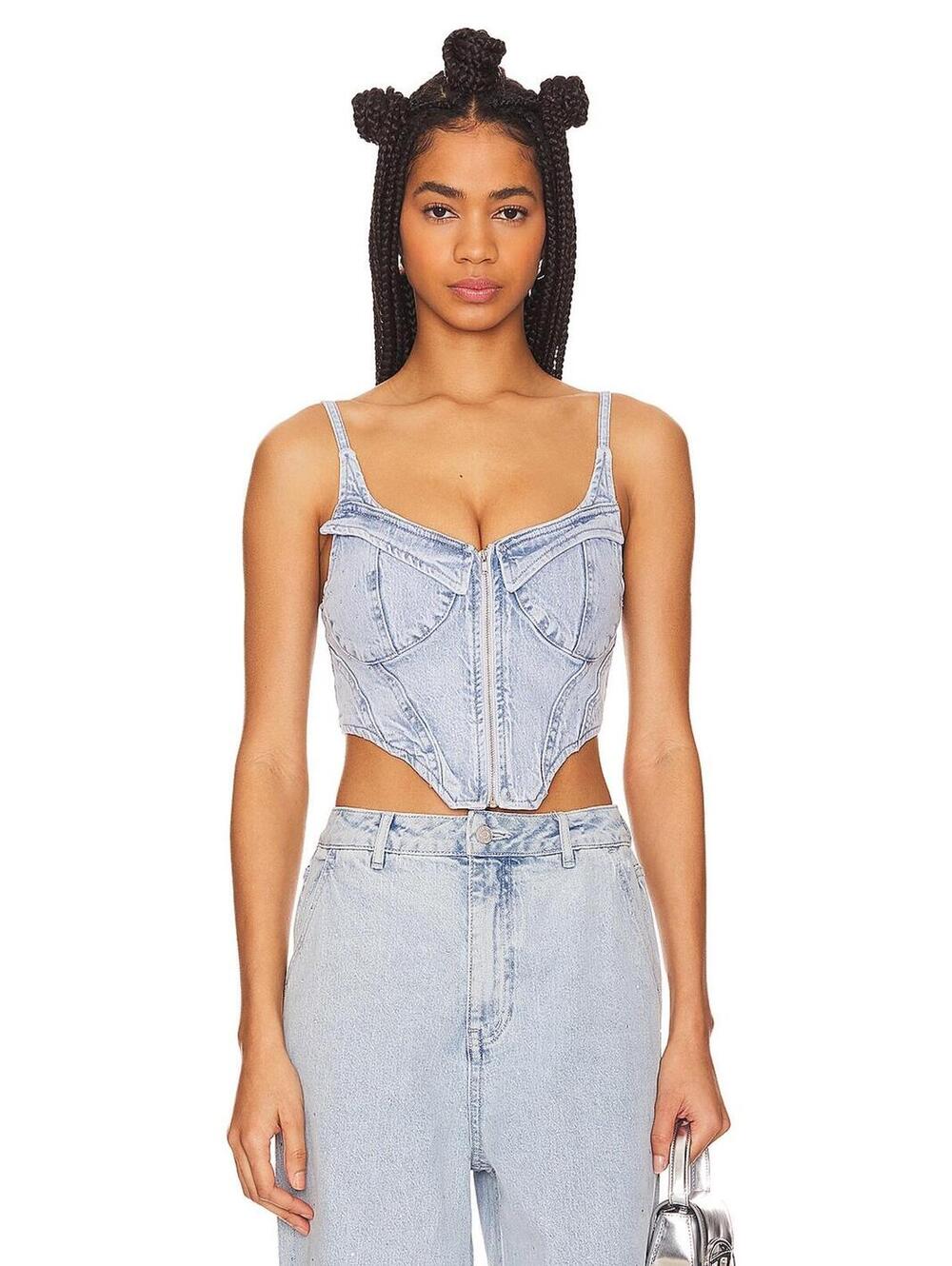 AFRM x Revolve Iris Top in Crystal Blue Wash - Picture 1 of 6